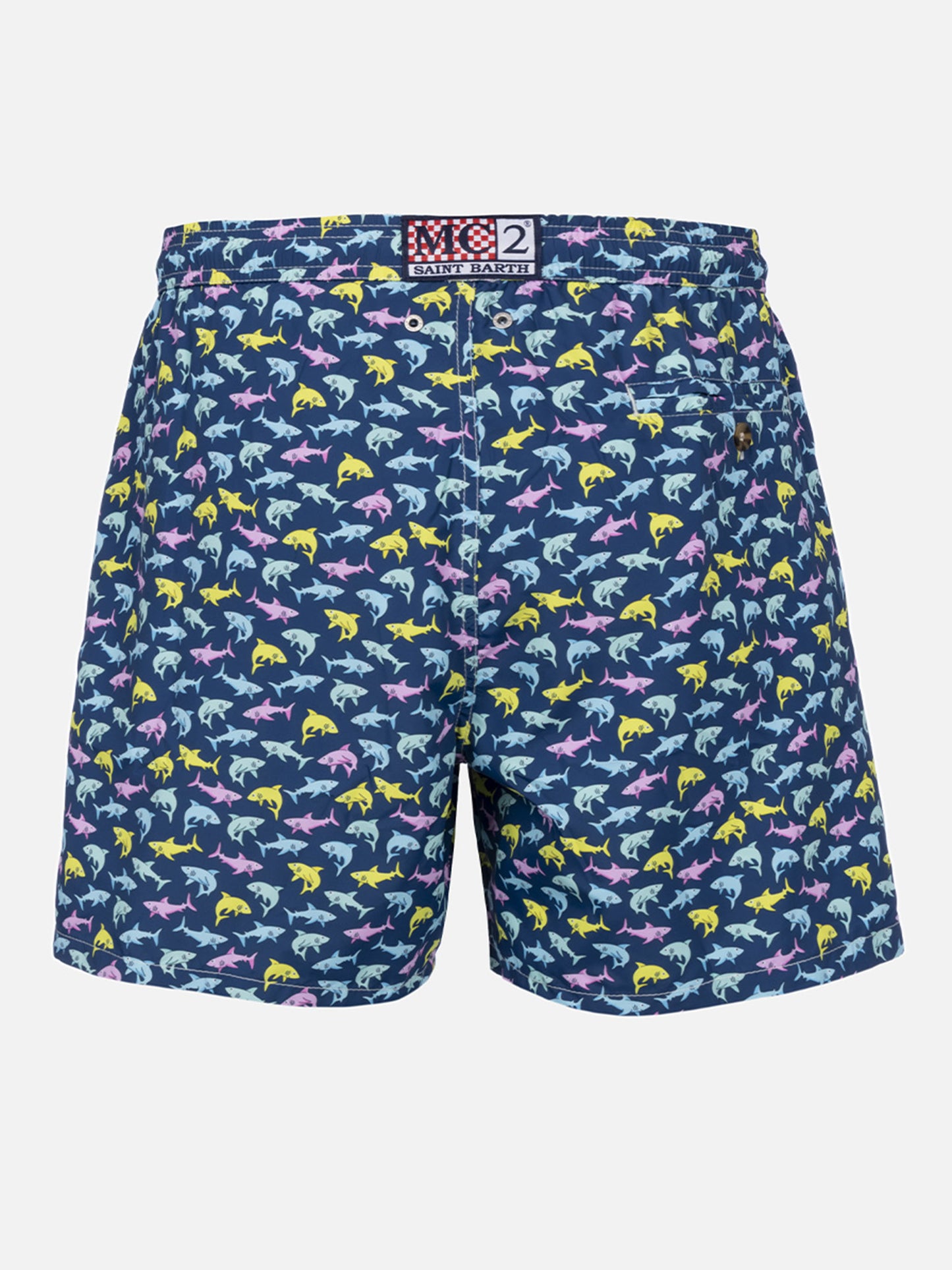 Man lightweight fabric swim-shorts Lighting Micro Fantasy with shark print