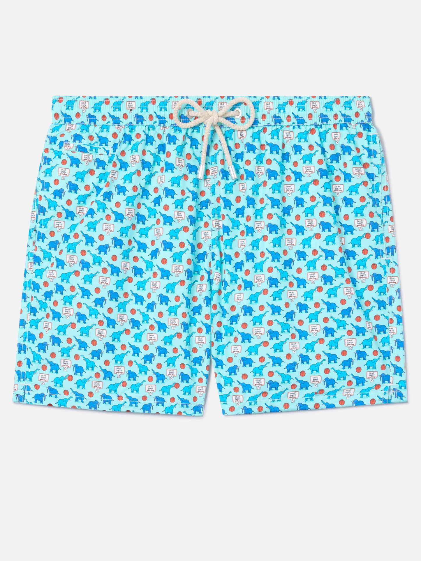 Lighting Micro Fantasy swim shorts in technical fabric with elephant pattern in blue and multicolor