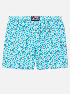 Lighting Micro Fantasy swim shorts in technical fabric with elephant pattern in blue and multicolor