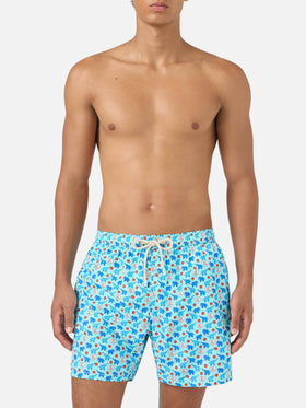 Lighting Micro Fantasy swim shorts in technical fabric with elephant pattern in blue and multicolor