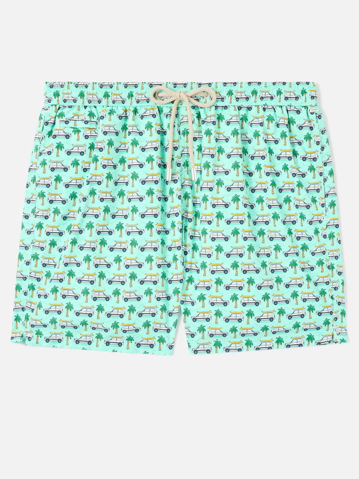 Badeshorts Lighting Micro Fantasy mit grünem Panda-Print | Special Edition 