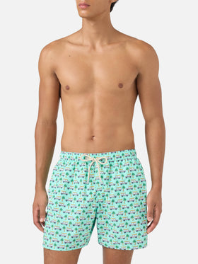 Badeshorts Lighting Micro Fantasy mit grünem Panda-Print | Special Edition 