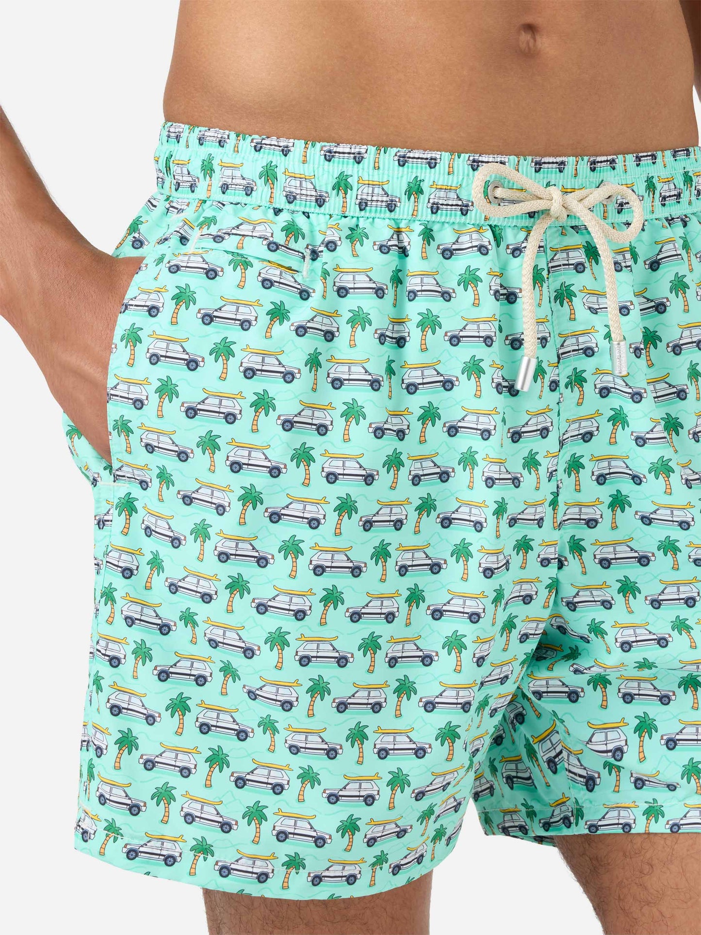 Badeshorts Lighting Micro Fantasy mit grünem Panda-Print | Special Edition 