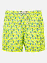 Man light fabric swim shorts with gin and gym print | GIN MARE SPECIAL EDITION