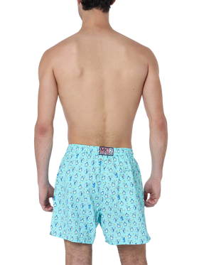 Man lightweight fabric swim-shorts Lighting Micro Fantasy with penguins print