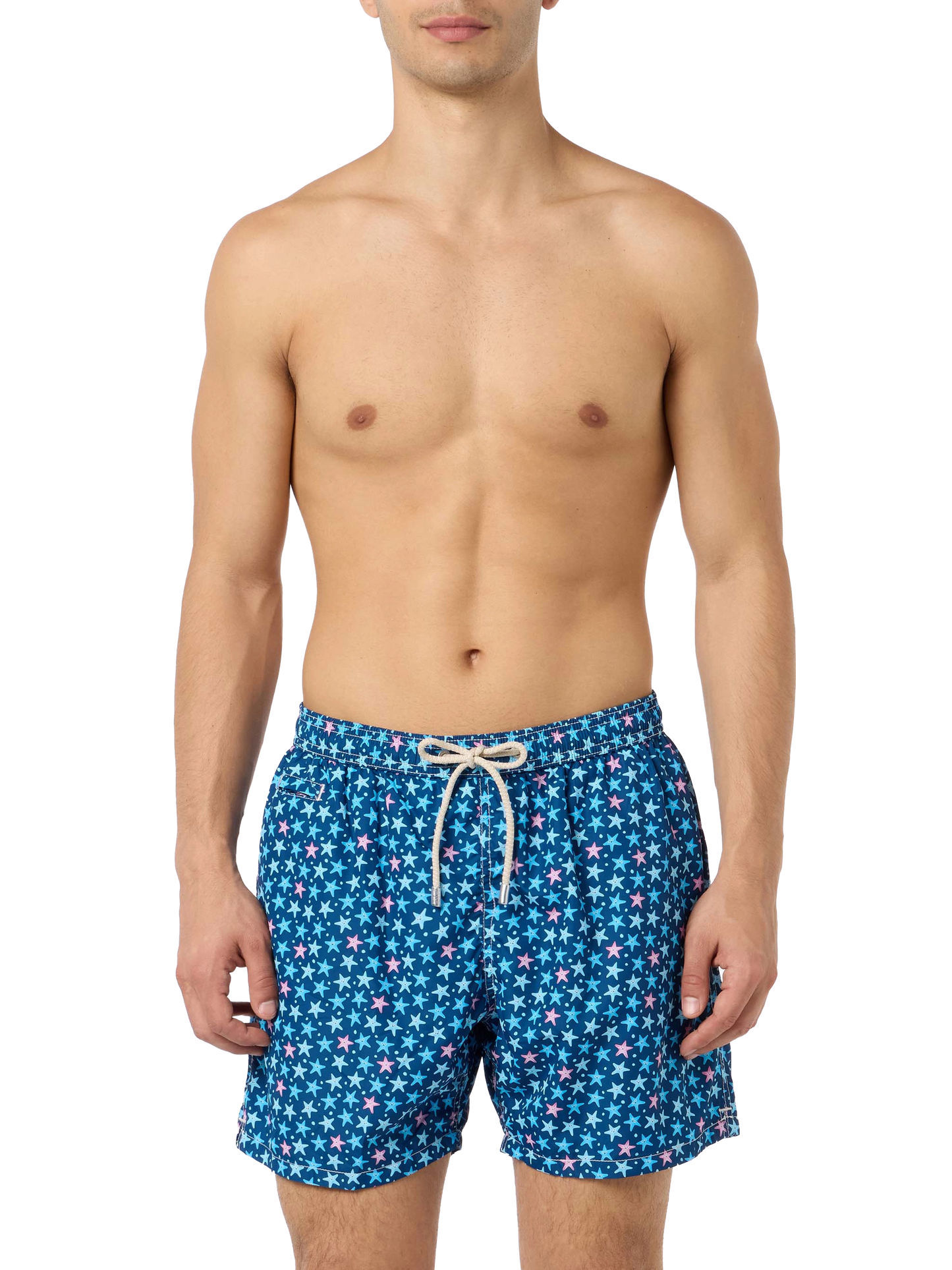 Man lightweight fabric swim-shorts Lighting Micro Fantasy with starfish print