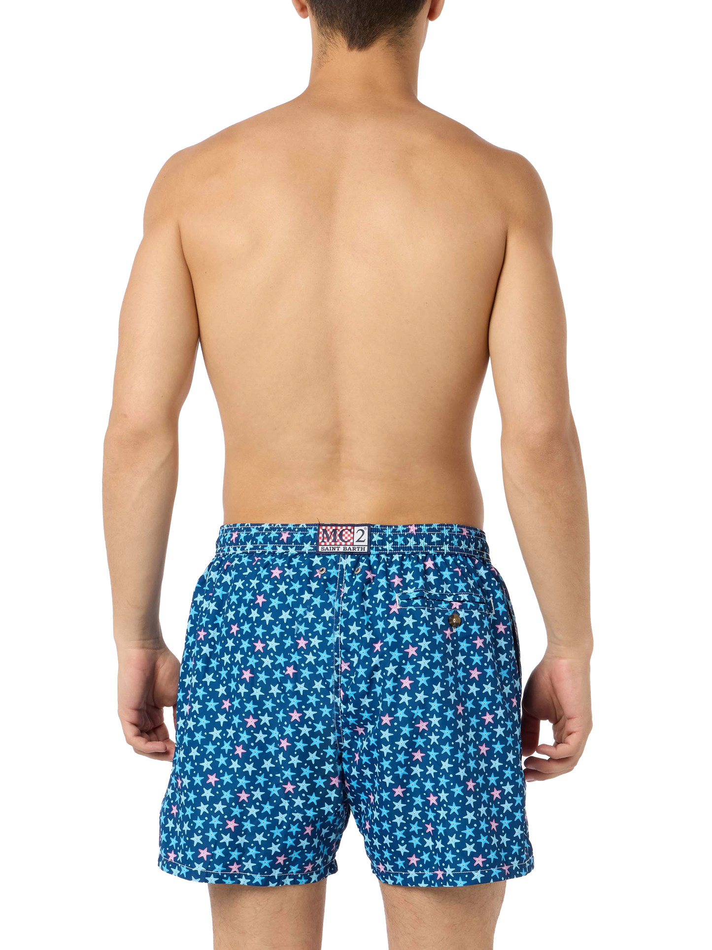 Man lightweight fabric swim-shorts Lighting Micro Fantasy with starfish print