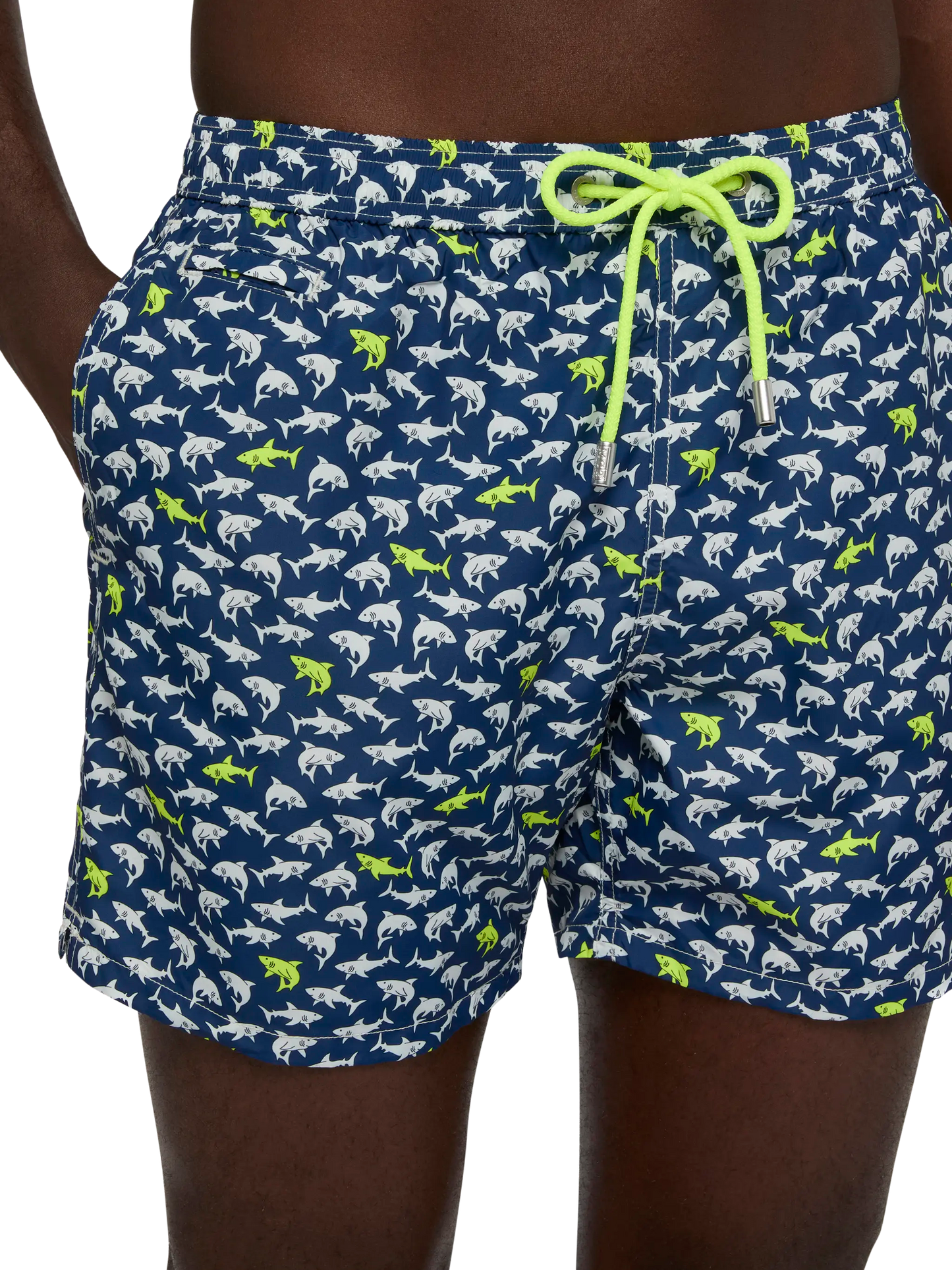 Lightweight fabric swim shorts Lighting with shark print