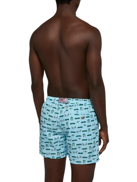 Badeshorts aus leichtem Stoff „Lighting“ mit Autos- und Strand-Cabana-Print