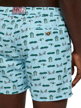 Badeshorts aus leichtem Stoff „Lighting“ mit Autos- und Strand-Cabana-Print