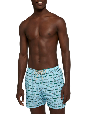 Badeshorts aus leichtem Stoff „Lighting“ mit Autos- und Strand-Cabana-Print