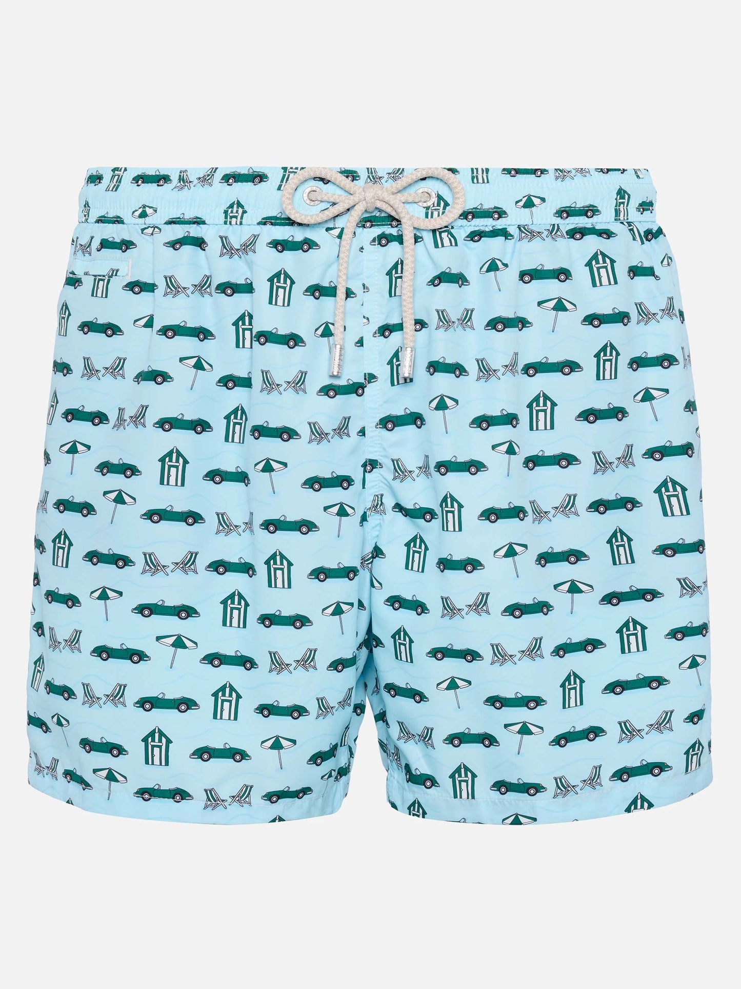 Badeshorts aus leichtem Stoff „Lighting“ mit Autos- und Strand-Cabana-Print