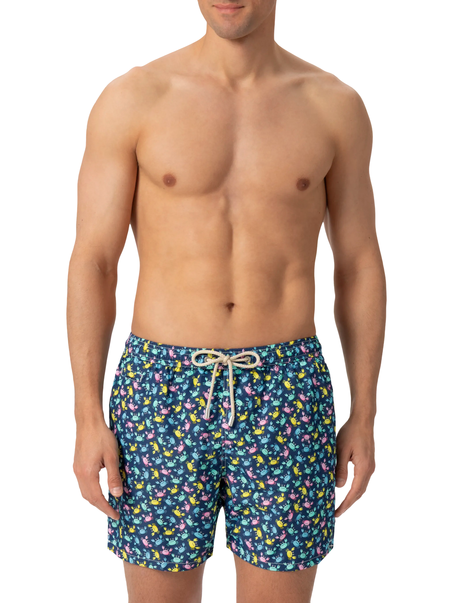 Lightweight fabric swim shorts Lighting with crabs  print