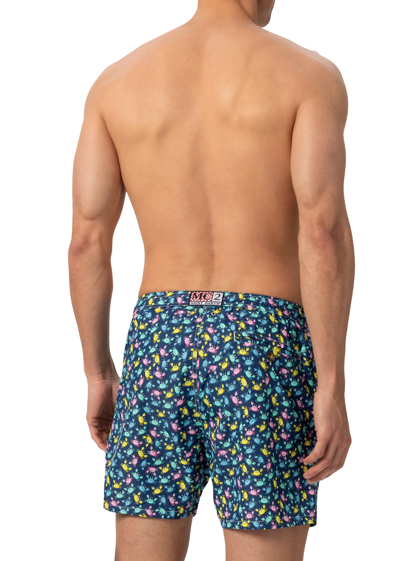 Lightweight fabric swim shorts Lighting with crabs  print