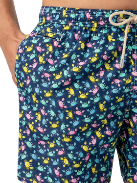 Lightweight fabric swim shorts Lighting with crabs  print