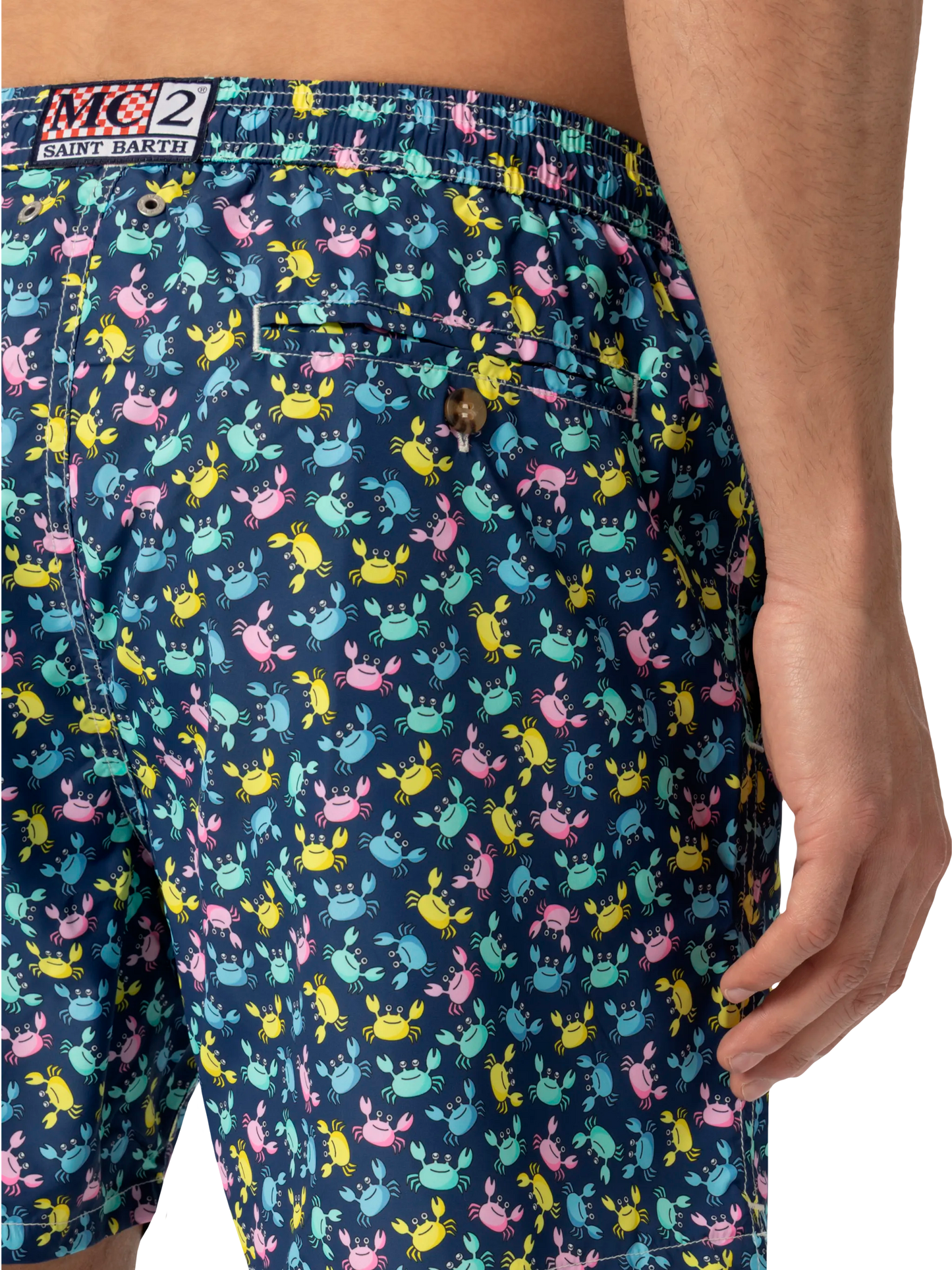 Lightweight fabric swim shorts Lighting with crabs  print
