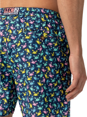 Lightweight fabric swim shorts Lighting with crabs  print