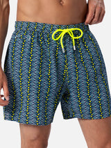 Man lightweight fabric swim-shorts Lighting Micro Fantasy with tennis print