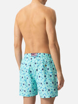 Lightweight fabric swim shorts Lighting with watch print