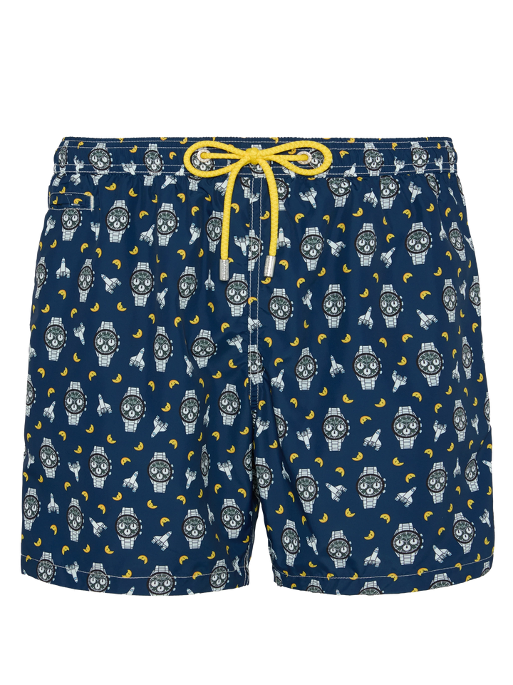 Lightweight fabric swim shorts Lighting with watch and moon print - MC2 Saint Barth