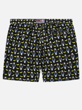 Lightweight fabric swim shorts Lighting with watch print