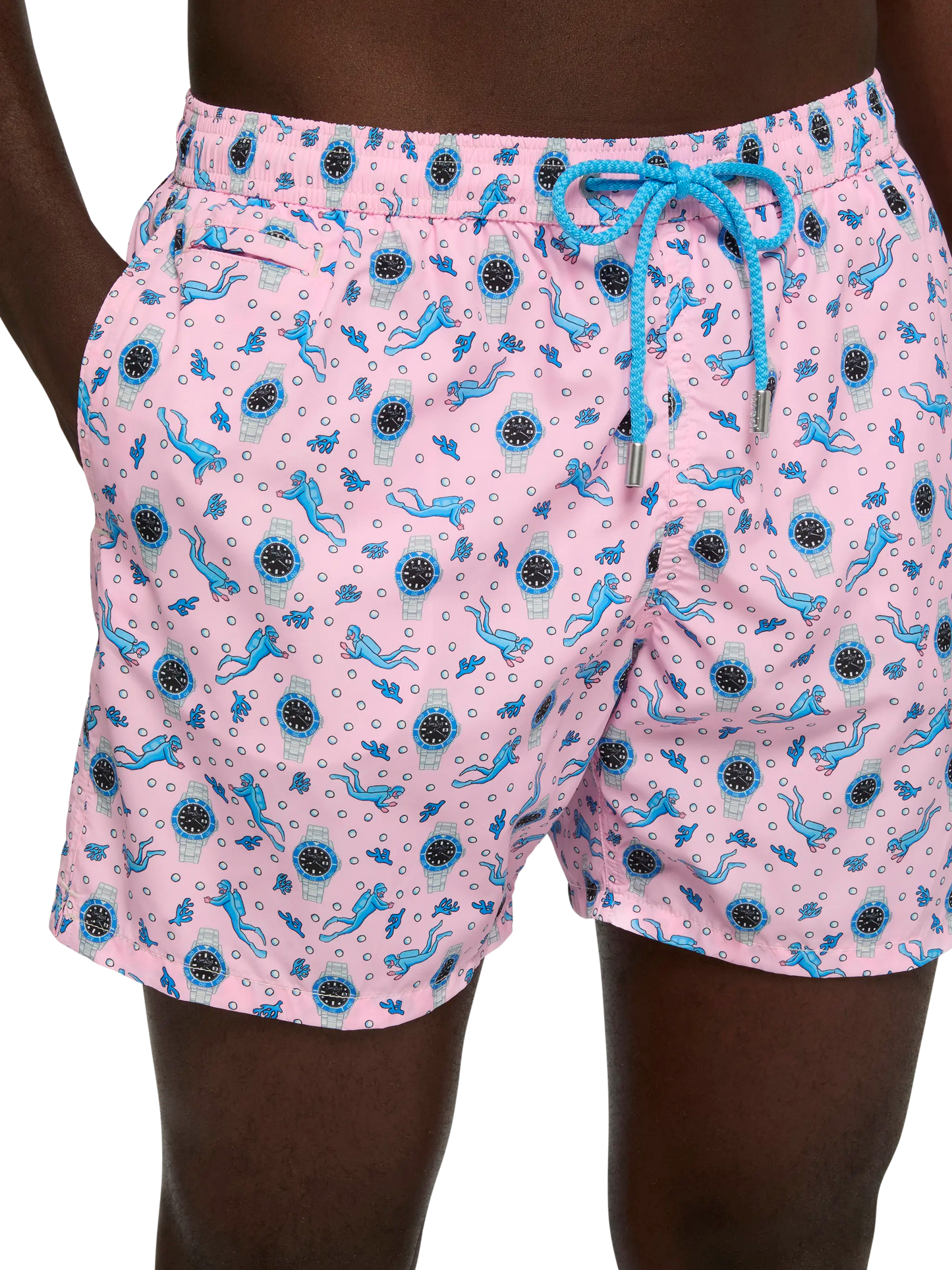 Badeshorts aus leichtem Stoff „Lighting“ mit Uhren-Print