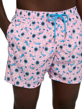 Badeshorts aus leichtem Stoff „Lighting“ mit Uhren-Print