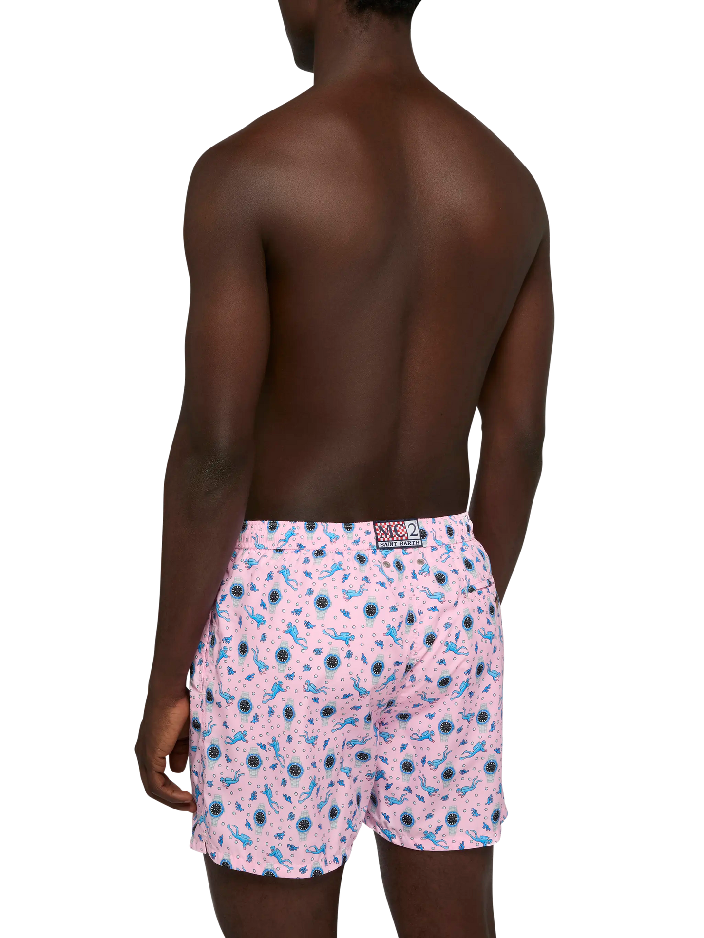 Badeshorts aus leichtem Stoff „Lighting“ mit Uhren-Print