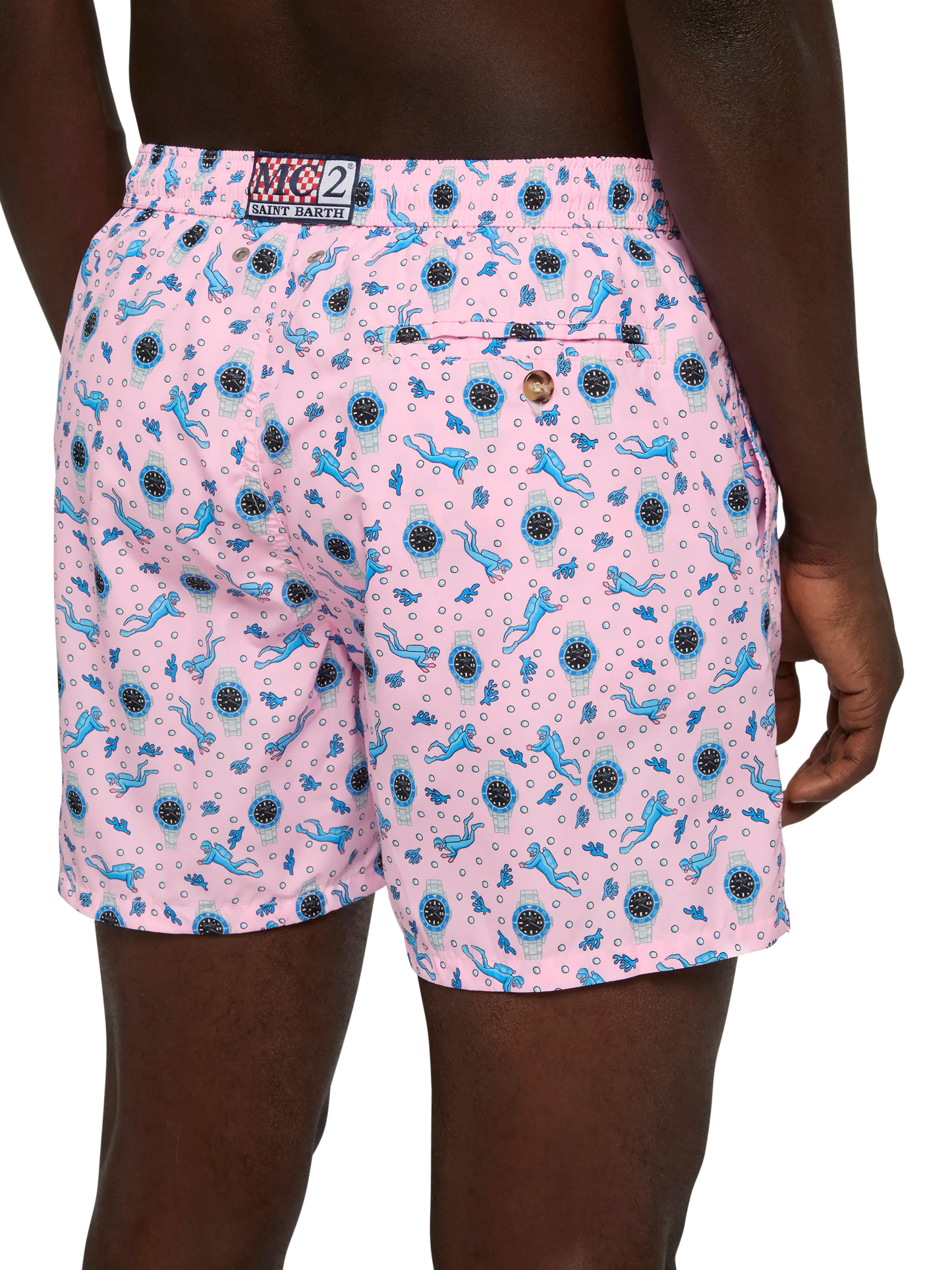 Badeshorts aus leichtem Stoff „Lighting“ mit Uhren-Print