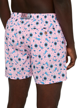 Badeshorts aus leichtem Stoff „Lighting“ mit Uhren-Print