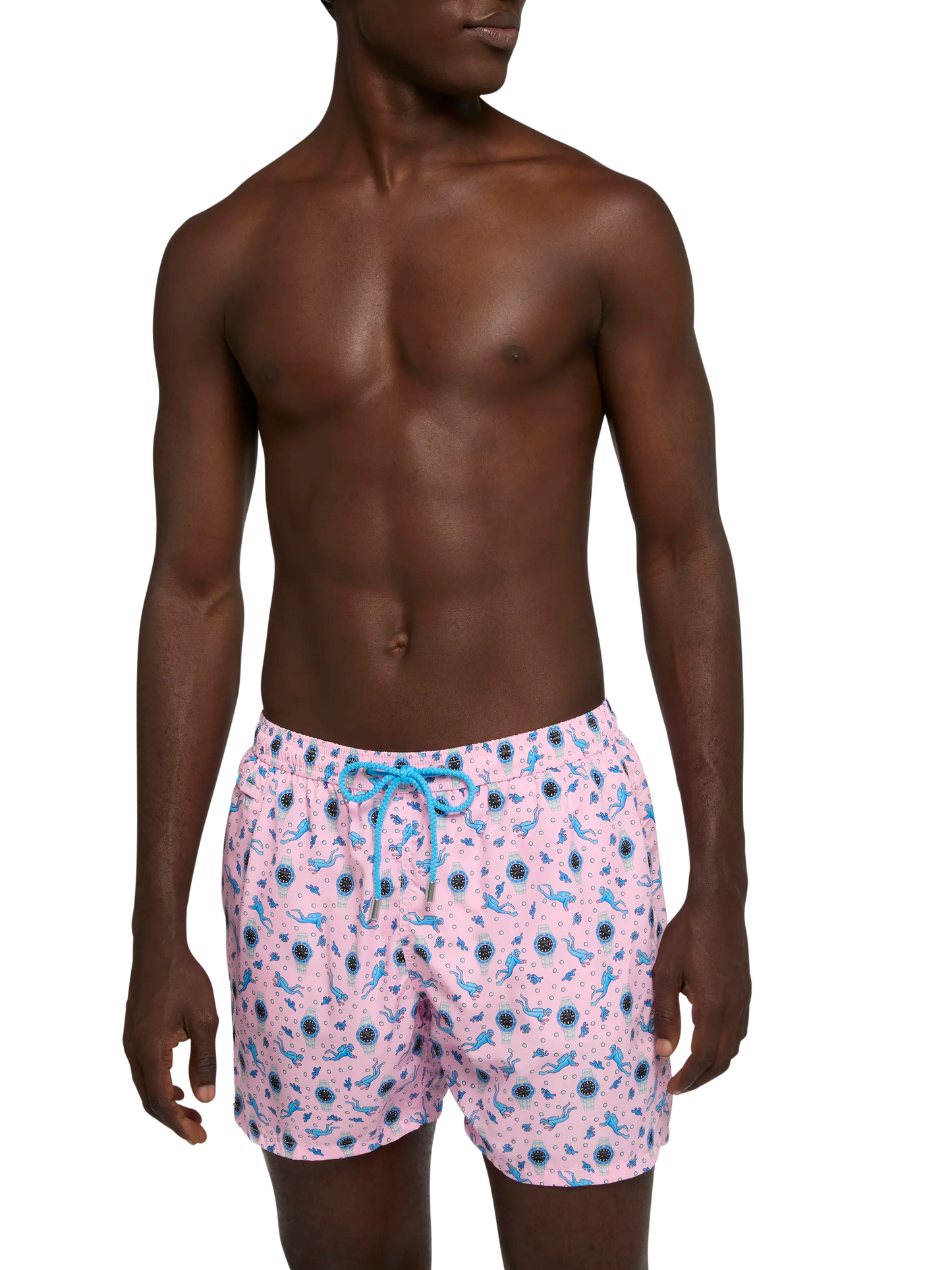 Badeshorts aus leichtem Stoff „Lighting“ mit Uhren-Print