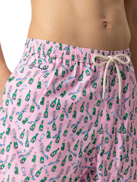 Lightweight fabric swim shorts Lighting with sabrage and bottle print
