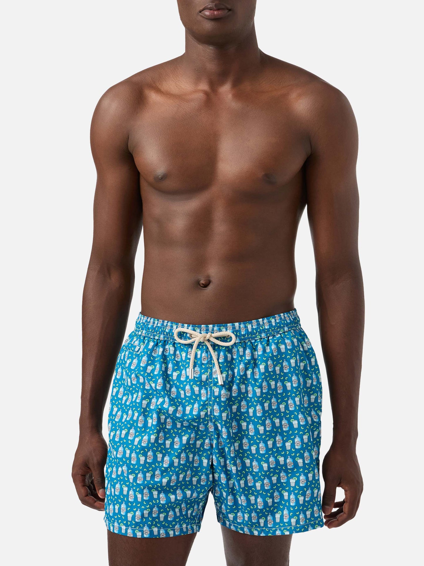Badeshorts aus leichtem Stoff „Lighting“ mit Gin-Tonic-Print