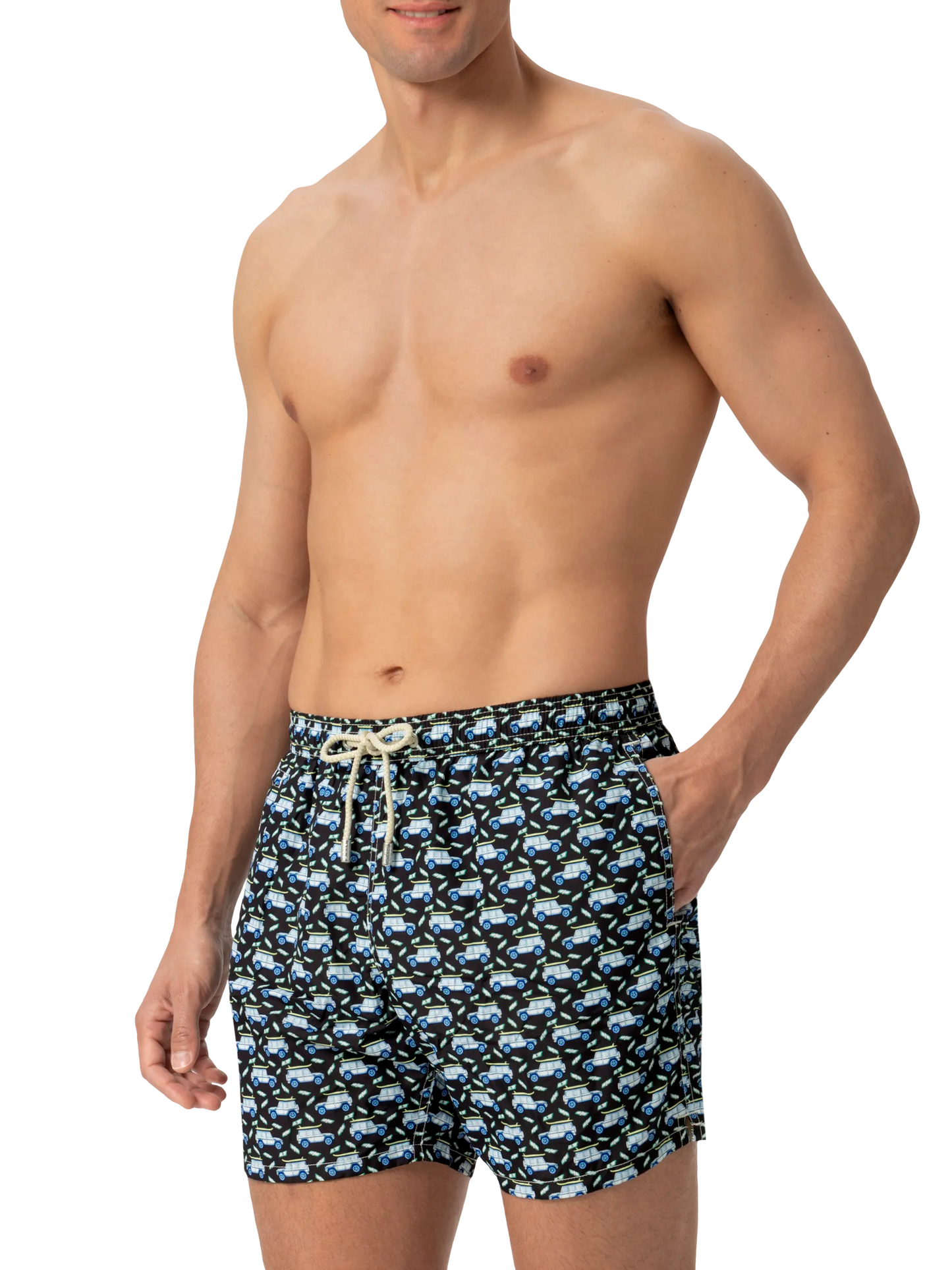 Badeshorts aus leichtem Stoff „Lighting“ mit Offroad-Auto-Print