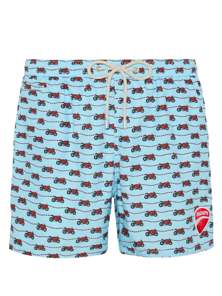 Lightweight fabric swim shorts Lighting with Ducati print | DUCATI MOTOR SPECIAL EDITION - MC2 Saint Barth