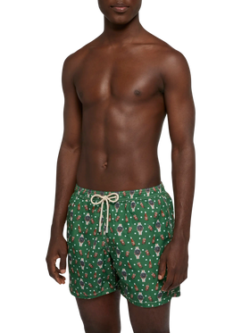 Lightweight fabric swim shorts Lighting with watch and beer print
