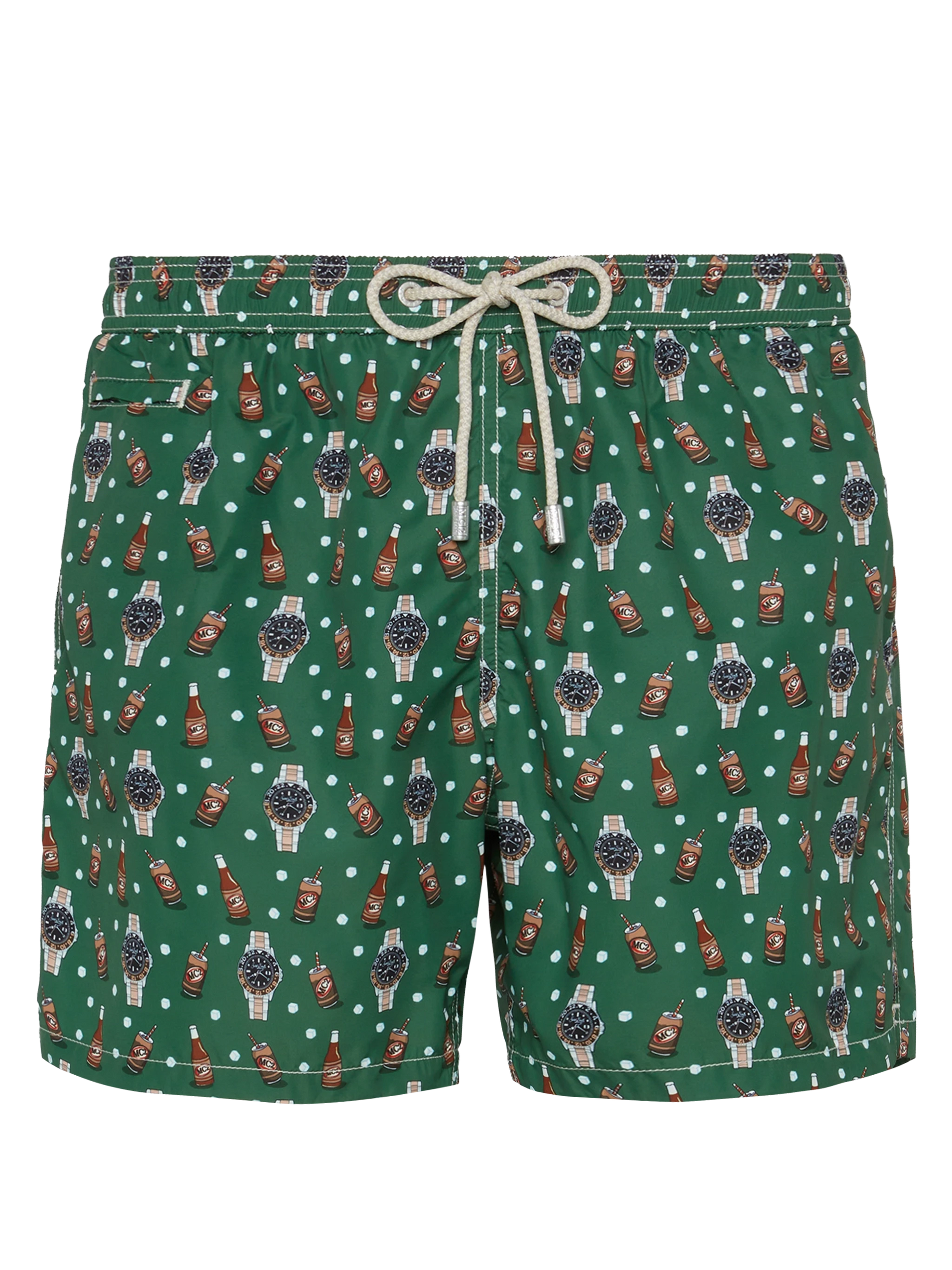 Lightweight fabric swim shorts Lighting with watch and beer print - MC2 Saint Barth