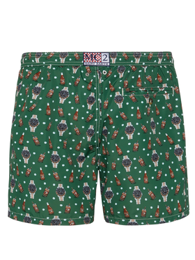 Lightweight fabric swim shorts Lighting with watch and beer print - MC2 Saint Barth
