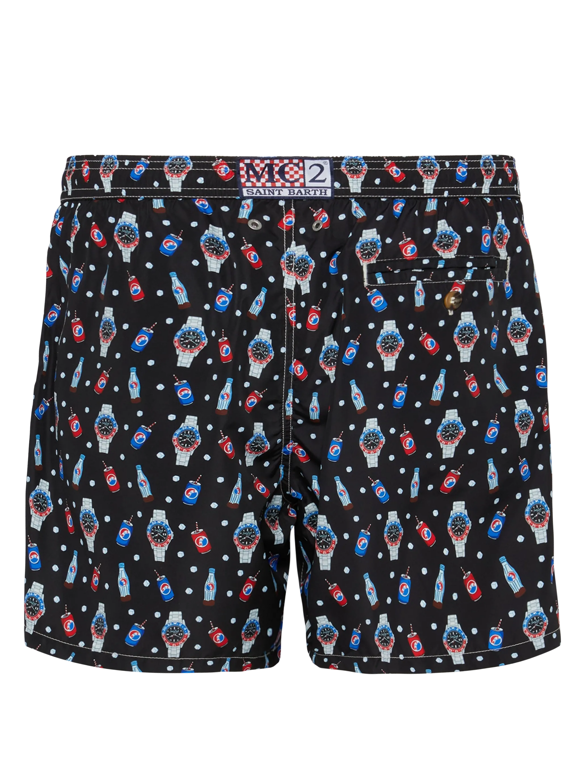 Lightweight fabric swim shorts Lighting with watch print - MC2 Saint Barth