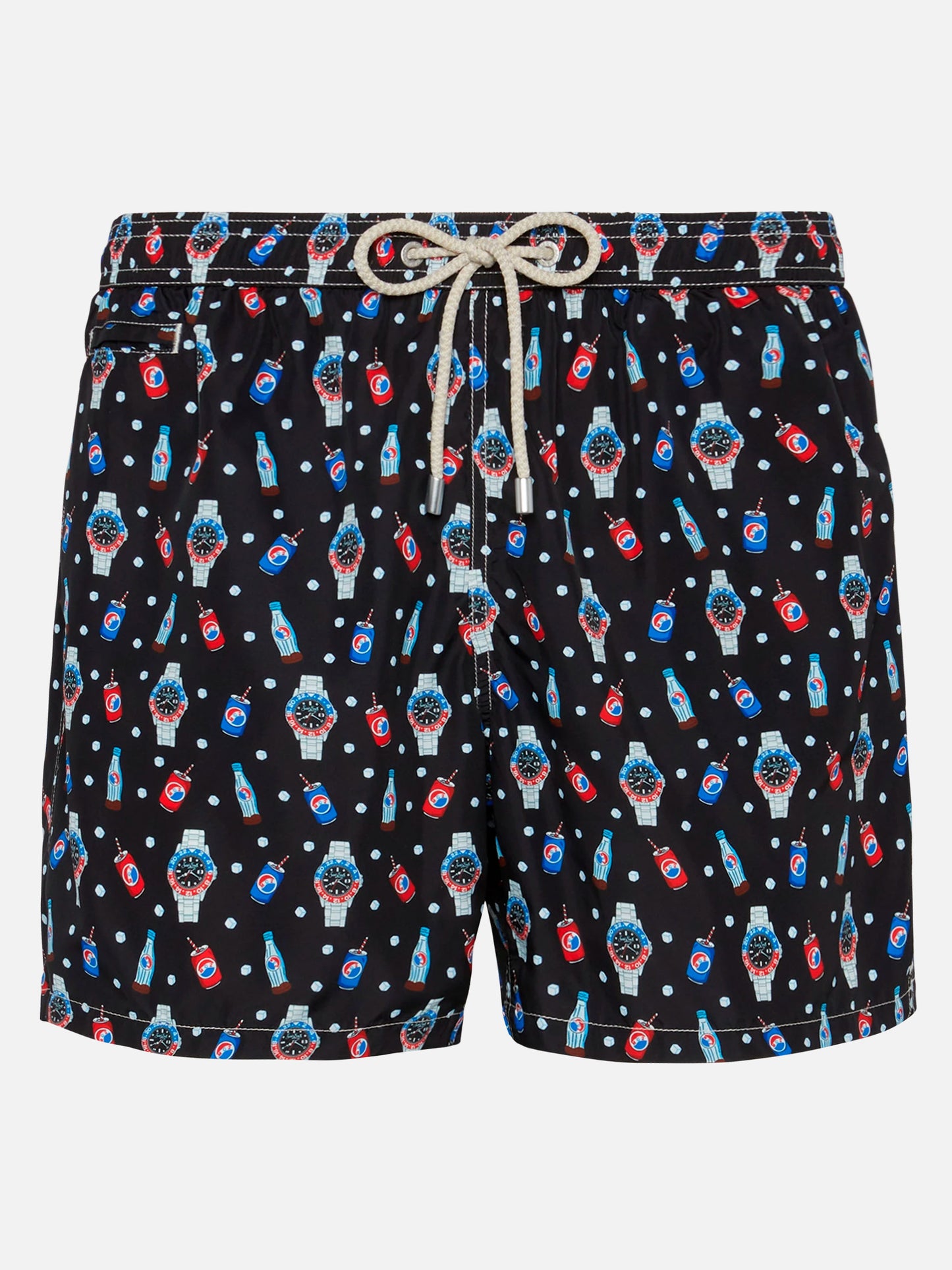 Lightweight fabric swim shorts Lighting with watch print