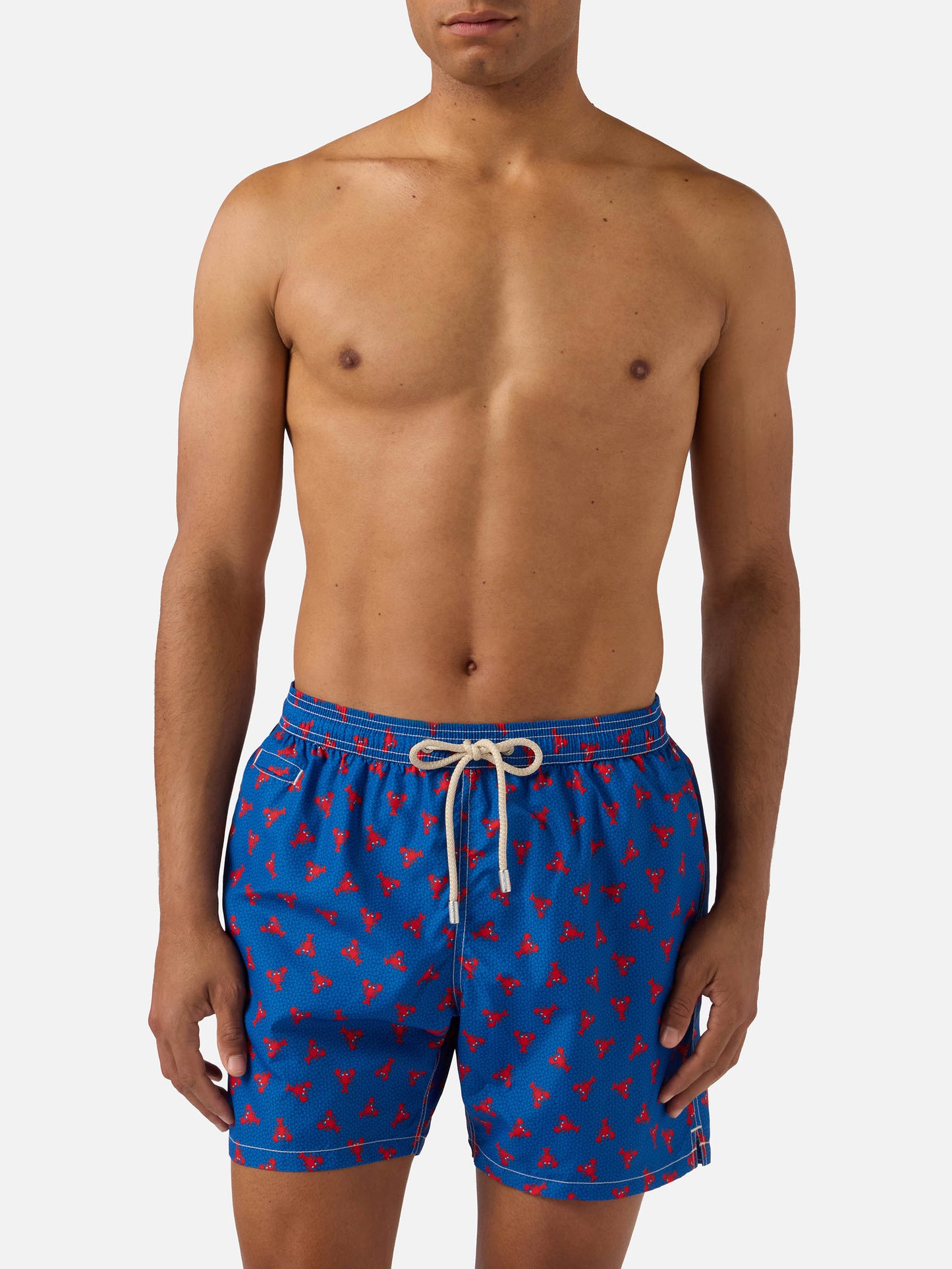 Navy Lighting Micro swim shorts with mini lobster all-over print