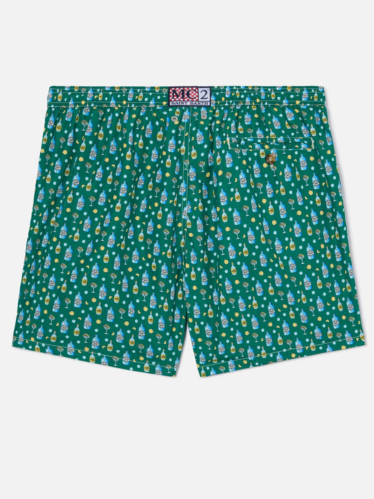 Green Lighting Micro swim shorts with gin and cocktail print