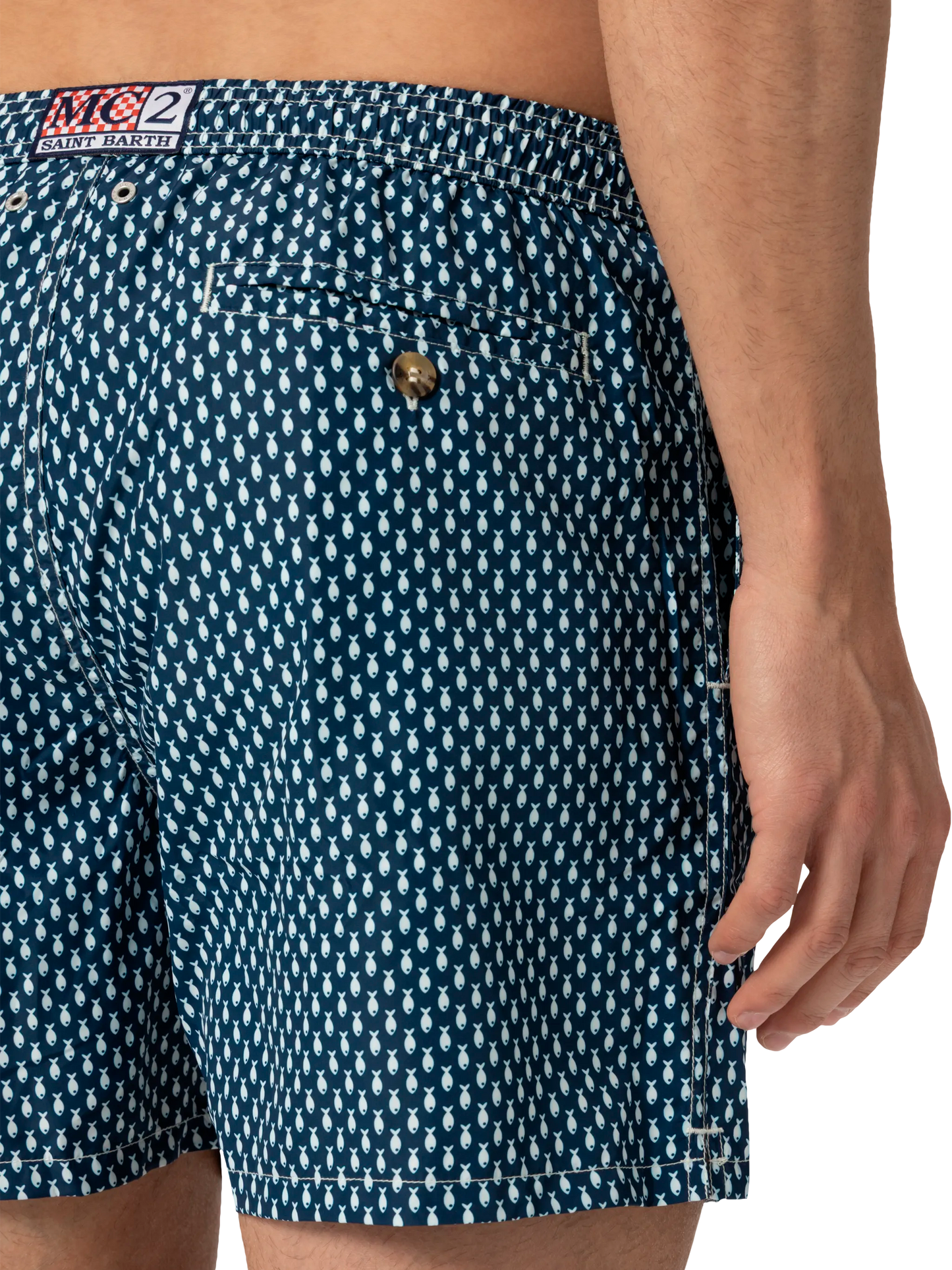 Badeshorts aus leichtem Stoff „Lighting“ mit Mikrofisch-Print