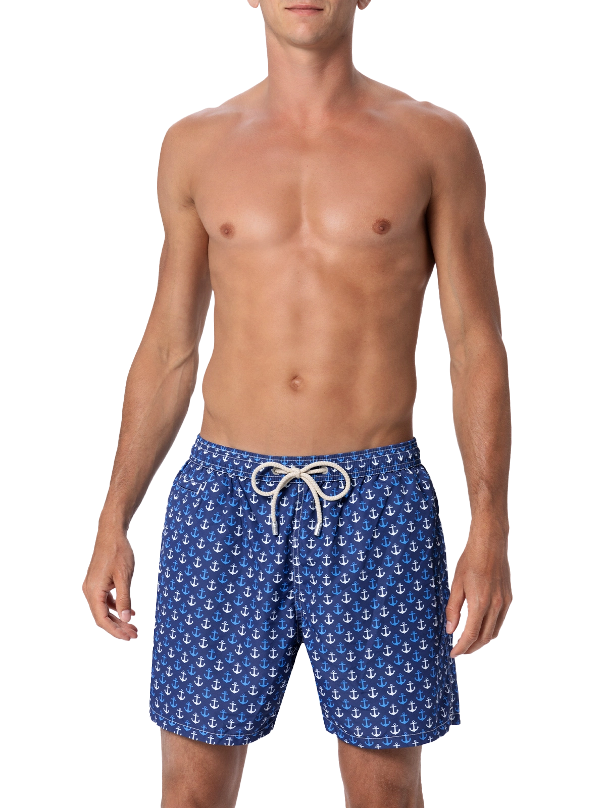 Man lightweight fabric swim-shorts Lighting Micro Fantasy with anchor print