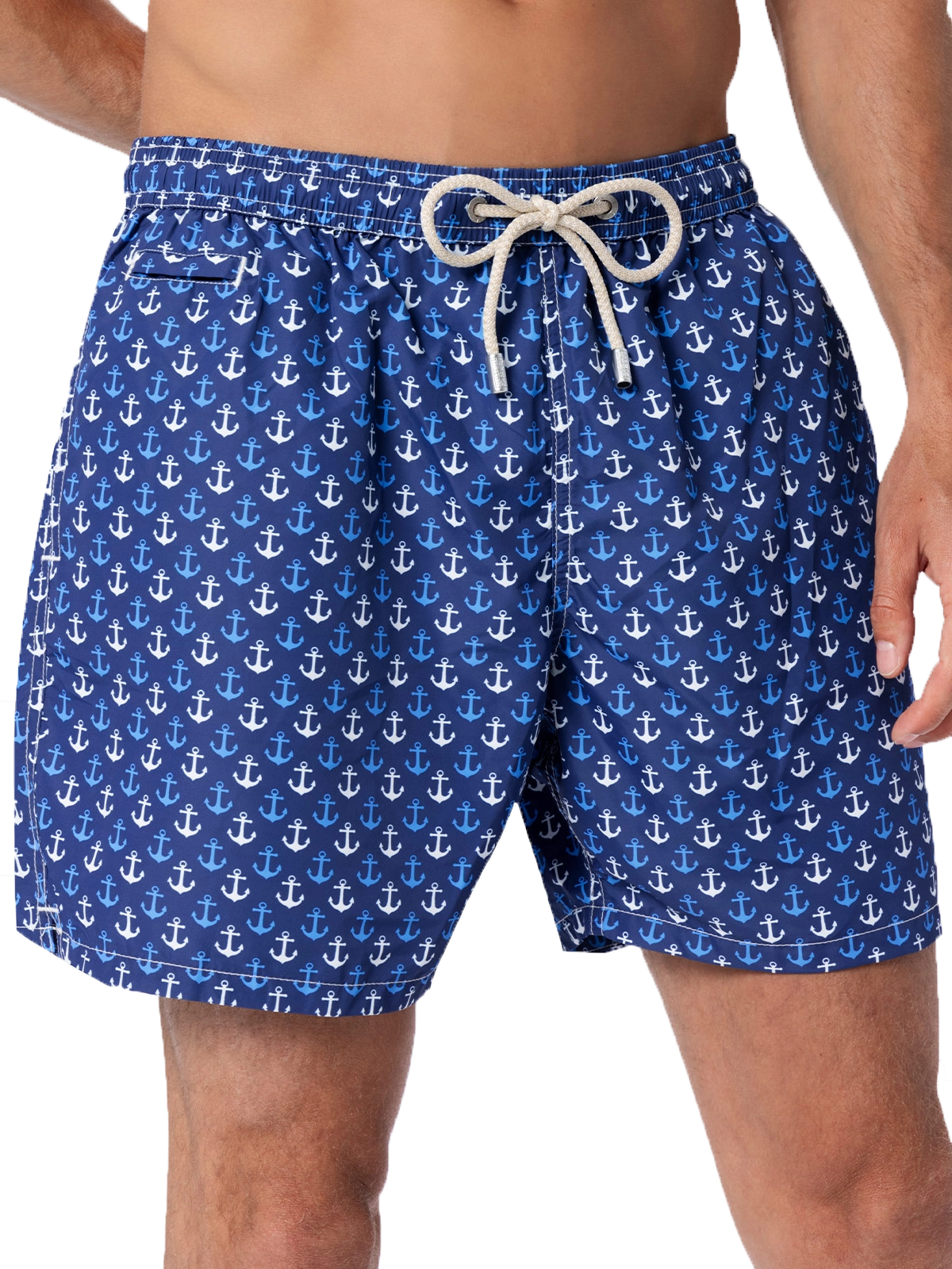 Man lightweight fabric swim-shorts Lighting Micro Fantasy with anchor print
