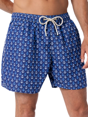 Man lightweight fabric swim-shorts Lighting Micro Fantasy with anchor print
