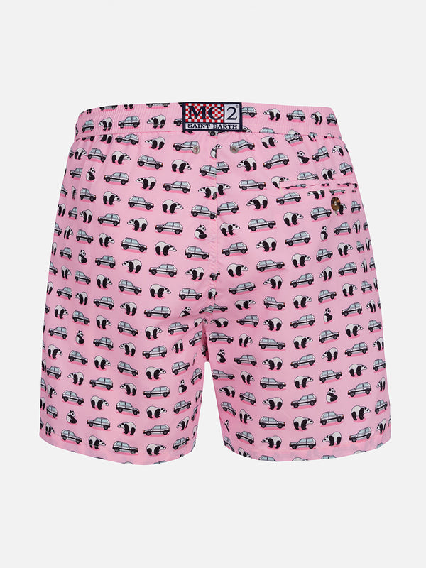 Man lightweight fabric swim-shorts Lighting Micro Fantasy with Panda and panda print | PANDA SPECIAL EDITION