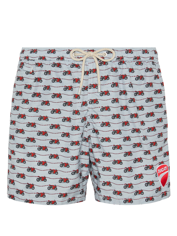 Lightweight fabric swim shorts Lighting with Ducati print | DUCATI MOTOR SPECIAL EDITION - MC2 Saint Barth