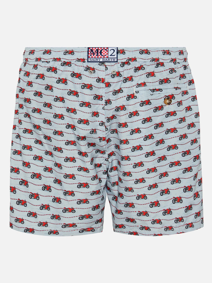 Lightweight fabric swim shorts Lighting with Ducati print | DUCATI MOTOR SPECIAL EDITION