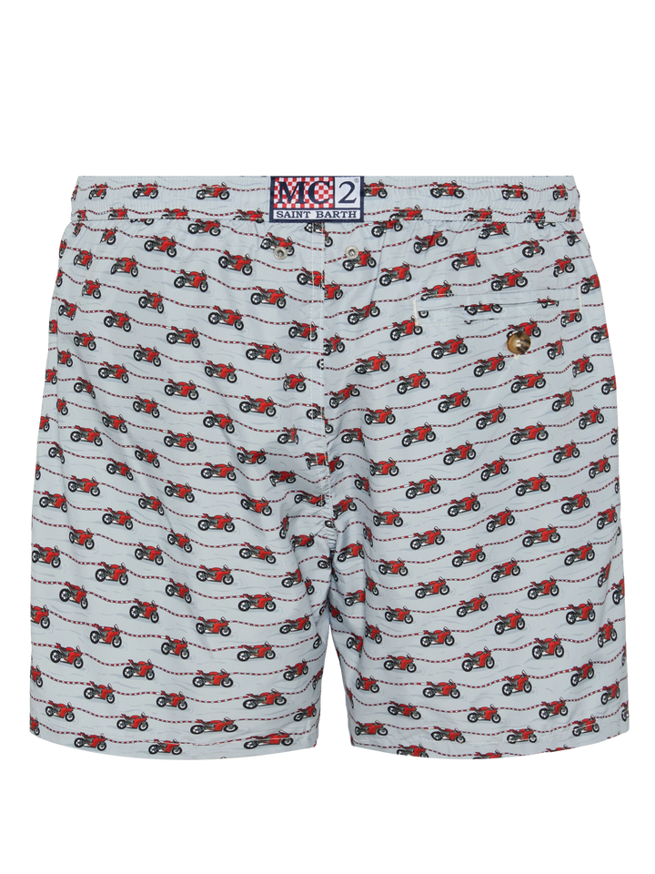 Lightweight fabric swim shorts Lighting with Ducati print | DUCATI MOTOR SPECIAL EDITION - MC2 Saint Barth
